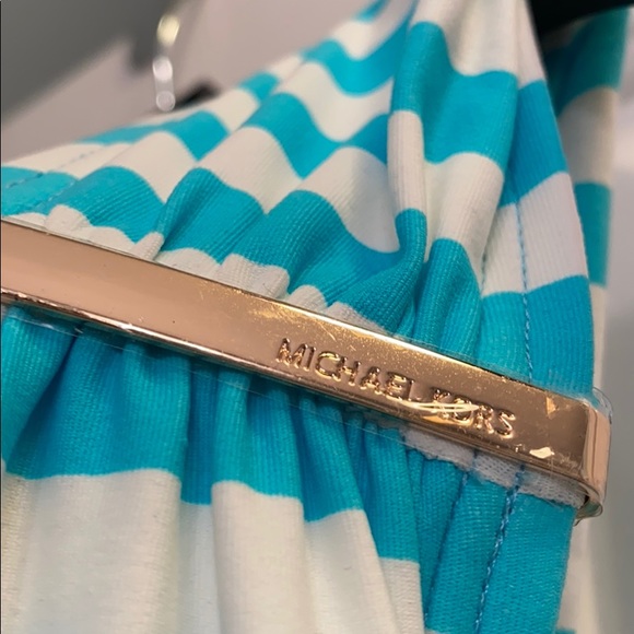 NWT Michael Kors Shoulder Blue Stripe Swimsuit - Picture 4 of 4